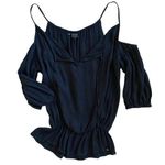 Guess  Black Cold Shoulder Peplum Blouse Size Small Business Casual Shabby Chic Photo 0