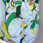 INC New Floral Print Ruffle Overlay Tie Neck Long Sleeve Blouse Blue Yellow Photo 8