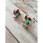 Vintage Screw Back Earrings Shell Spiral Pattern Beach Theme Photo 1