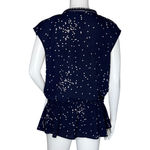 Heartloom  Shirt Womens‎ Large Blue White Polka Dot Peplum Blouse Career Casual Photo 3