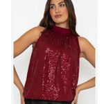 Entro Women’s Wine Halter Neck Sequin Satin Sleeveless Blouse Shimmer Size M NEW Photo 10
