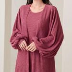 Lantern Sleeve Open Front Coat & Dress. Rose/Red color. Size Medium. Photo 4