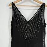 Amanda Smith Womens Black Sequin Dress Size 14 Semi Sheer Witchy Goth LBD Photo 8