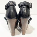 Schutz  Size 8.5 Black Leather High Wedge Ankle Strap Sandal Shoe Photo 3