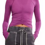 Free People Movement FP MOVEMENT by FREE PEOPLE Tempo Ruched Long Sleeve TOP XS DEEP MULBERRY Photo 1