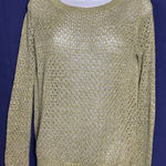 Anthropologie Guinevere Hemp Metallic Sweater Gold Sheer Open Knit Size M Photo 0