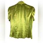 Iz Byer  L Victorian Style Satin Blouse in Olive Sheen with Flower Photo 2