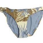 Aerie Bikini Bottom Brief Floral Palm Print Gold Glitter Cut Outs Blue Beige M Photo 0