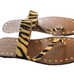 Kurt Geiger  London KG  Leopard Calf Hair Square Toe Thong Sandal Sz 38.5 Vacay Photo 2