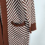 Fortune + Ivy Brown White Cardigan Sweater Size Small NWOT Brown Open Cardigan Photo 3