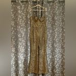 NADINE MERABI Lucinda Gold Jumpsuit Black Size 14 Photo 4