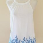 Skies Are Blue Stitch Fix white blue embroidered halter tank size medium Photo 0