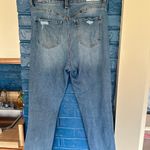 Kendall + Kylie Blue Straight Leg Jeans with Distressed Details Photo 5