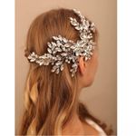 Rhinestone Crystal Flower Hair Comb Silver Photo 2