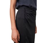 Ba&sh  Matthews Skirt Women's 1 Black Satin Midi Ruched Pleated Slit Button Photo 13