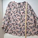 Lane Bryant  Floral Leaf Print‎ Button Up Blouse 28 Pink Long Sleeve Lightweight Photo 7