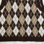 Oil Rice Brown Argyle Button Front Sweater Vest Size L Photo 7