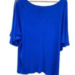 cj banks  bright blue short sleeve blouse silver embellishments size 2X NEW Photo 1