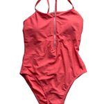 Juicy Couture Orange One Piece Swimsuit - Size L Tie Zipper Comfy Beach Summer Photo 0