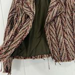 Bob Timberlake  XS Burgundy Brown Full Zip Jacquard Moto Jacket Sweater Photo 5