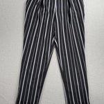 Nine.Eight Womens Pant Size 6 Black White Striped Belted Cropped Career Business Photo 0