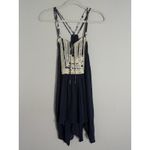 Umgee Navy Criss Cross Lace Detail Top Spaghetti Strap Asymmetrical Hem Sz M NEW Photo 2