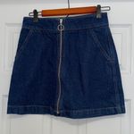 Topshop ✨ Moto Dark Wash Front Zip Denim Mini Skirt Photo 0