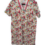 Vintage Private Moments Pearl Snap House Dress Medium White Floral Cotton Blend Photo 0