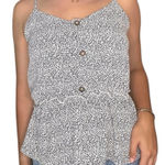 Sienna Sky  Animal Print Peplum Henley Tank Top Small Excellent Pre-Owned Photo 0