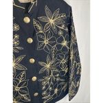 New Direction Vintage Jacket Size Medium Embroidered Button Up Black Gold Floral Photo 1