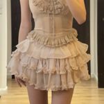 Japanese Kawaii Y2K Dusty Pink Cottage Ballet Ruffle Mini Tier Skirt Skorts Size XS Photo 8