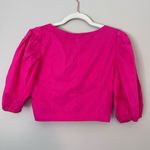 Jason Wu Twist Front Cotton Poplin Cropped Puff Sleeve Blouse Pink Small Photo 5