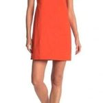 Tibi Red Orange Short Sleeve Shirt Shift Mini Dress Photo 0