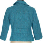 CAbi  186 Jacket Blazer Teal Turquoise Blue Boucle Tweed Wool Blend Size 6 Small Photo 3