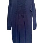 Boden Cotton/Cashmere Smocked Sweater Shift Dress Navy 10 L Large Blue Photo 0