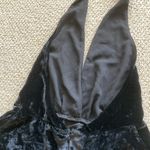 EXPRESS Crushed Velvet Halter Backless Tank Top Going Out Blouse Size 4 Black Photo 9