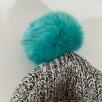 Love Your Melon Cuffed Beanie Hat in Speckled White and Black with Mint Pom Pom Photo 2
