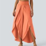 Halara 027HA.- High Waisted Back Waistband Pocket Palazzo Flowy Wide Leg Casual Pants. Photo 1