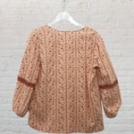 🌸 Boho Peasant Blouse M Floral Crochet Lace Tie Neck 3/4 Sleeve Festival 🌻 Orange Size M Photo 13