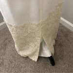 Vintage 1950’s Short Sleeved Ivory Linen Wedding Bridal Dress With Train Photo 11