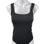 Abercrombie & Fitch Black Sleeveless Square Neck Tank Thong Bodysuit Top Size M Photo 0