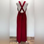 TFNC London Burgundy Sonia Maxi Dress Pleated Bust Plunging V Neckline Open Back Red Photo 4
