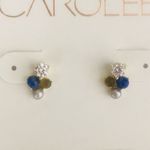 CAROLEE Stone & Freshwater Pearl Stud Earrings, Blue/Yellow/Gold, Pearl, NWT‎ Blue Photo 5