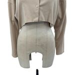 Privacy Please  Keaton Cropped Top Cardigan Long Sleeve Knit Nude Tan Size Medium Photo 4