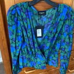 The Kooples  Silk Crossover Peplum Top Winter Night M NWT Photo 3