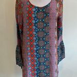 Tolani  Silk Printed Bell Sleeve Tunic Dress Photo 0
