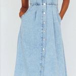 Selfie Leslie  Indikah Pixie Dust Button Front Denim Blue Midi Dress Photo 0