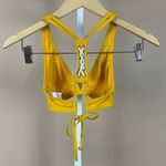 Xhilaration Target  Size XS Mustard Yellow Sporty Bikini Top Ribbed Boho Deep V Photo 1