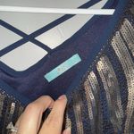 Rio Bazaar Navy Blue & Gold Sequin Dress XS Crisscross Back Art Deco Sparkle Photo 4