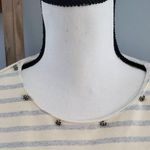 ZARA Basic Cream Striped Rhinestone Accent Sweater Top XL Photo 2